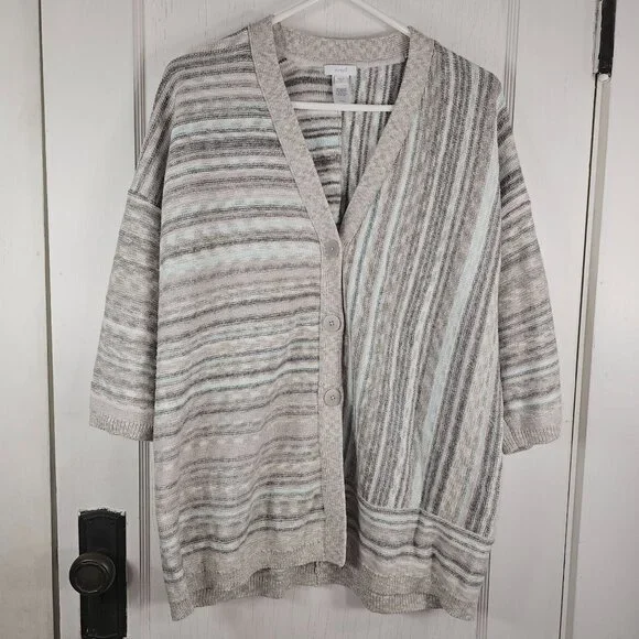 Pure Jill Size Medium Sweater Cardigan Lagenlook Boxy - Picture 1 of 7